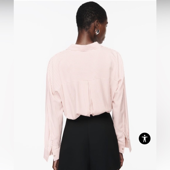 Zara pin-striped white and pink button-down shirt size M - Picture 4 of 10